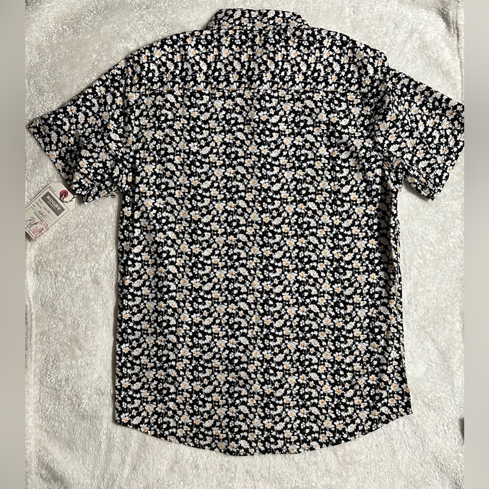 Shirt medium shirt , Short Sleeve Collard Black Floral Casual Mens
